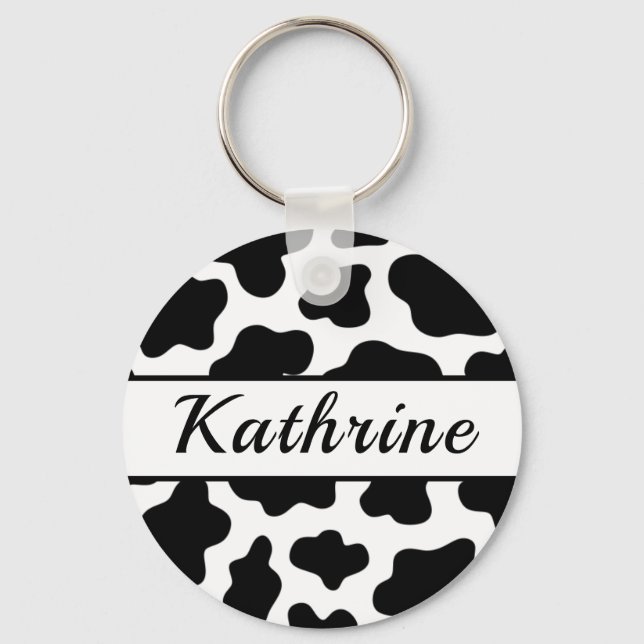 Cow Animal Print Name Schlüsselanhänger (Vorderseite)