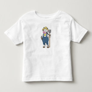 Cow as Farmer with Pitchfork Kleinkind T-shirt