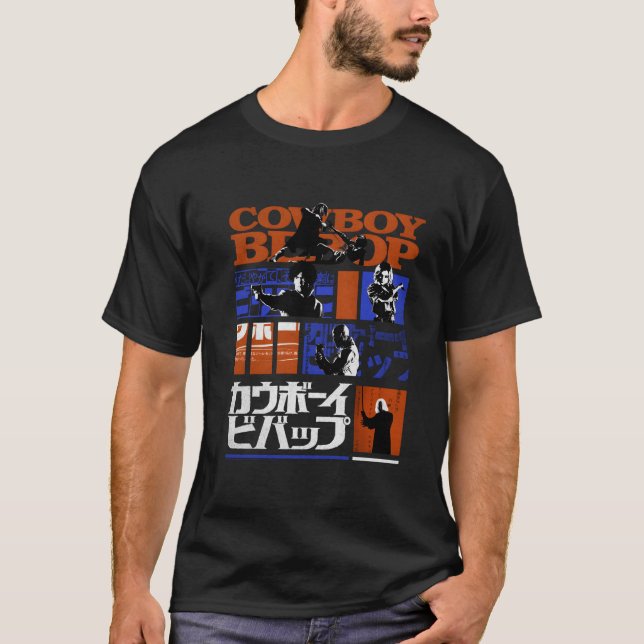 Cow Bebop Kanji Comic Strips T-Shirt (Vorderseite)