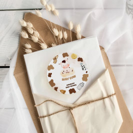 Cow Boho Babydusche Runder Aufkleber