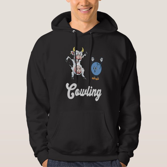 Cow Bowler Bowling Pin Funny Bowling Strike Bowlin Hoodie (Vorderseite)
