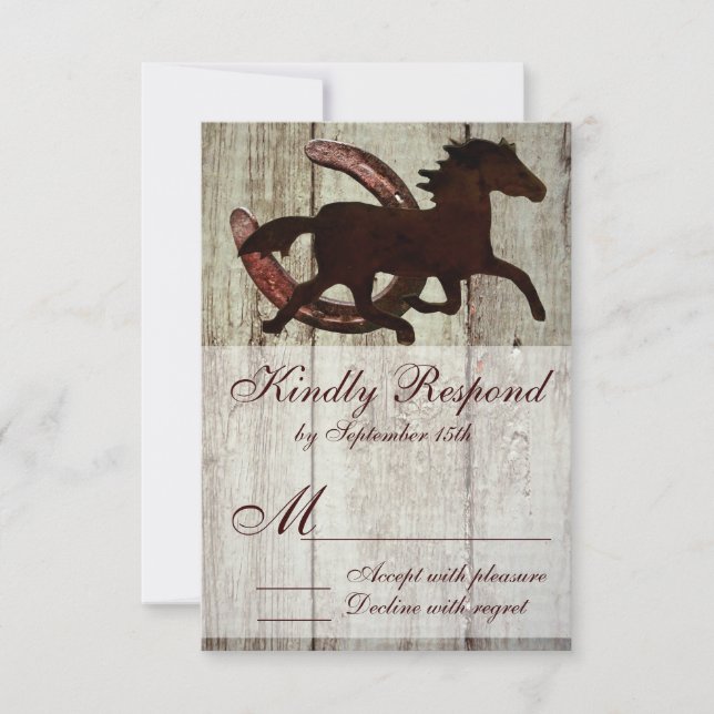 Cow-boy Horse Horseshoe Country Style Wedding RSVP (Devant)