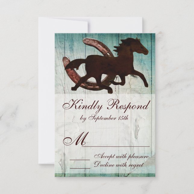 Cow-boy Horse Horseshoe Country Style Wedding RSVP (Devant)