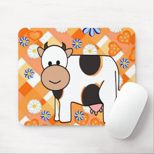 Cow Chevron Blue Flowers Mouse Pad! Mouse Pad Mousepad