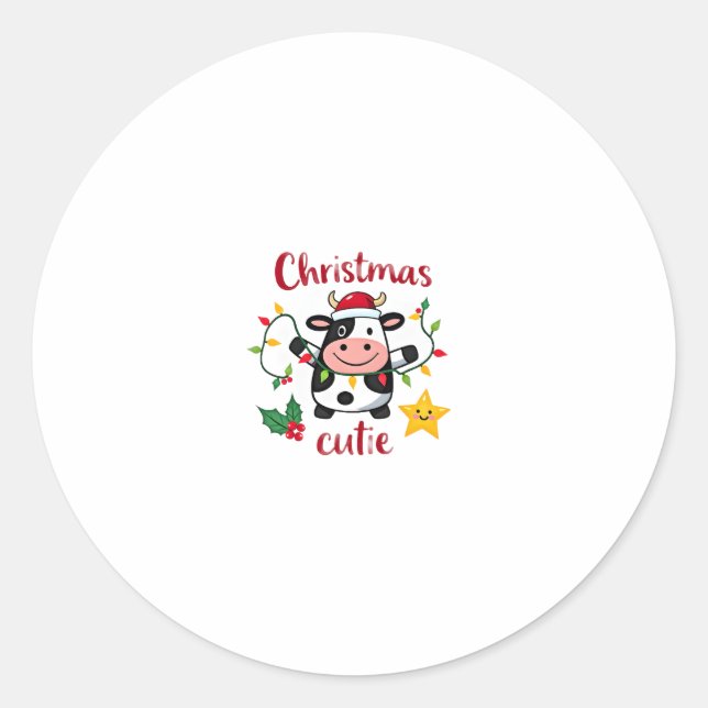 Cow Christmas Cutie Cows Christmas T-Shirt (6) Runder Aufkleber (Vorderseite)