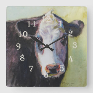 Cow Clock II - Designed by Ohio Artist Terri Meyer Quadratische Wanduhr