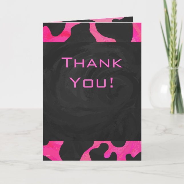 Cow Cow Hot Pink und Black Print Karte (Vorderseite)