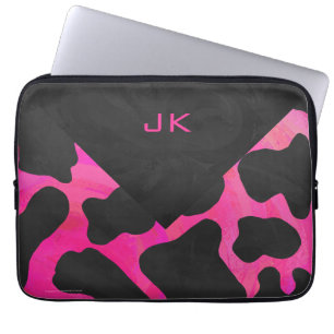 Cow Cow Hot Pink und Black Print Laptopschutzhülle