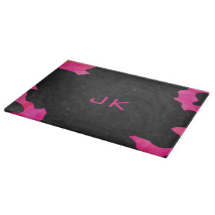 Cow Cow Hot Pink und Black Print Schneidebrett