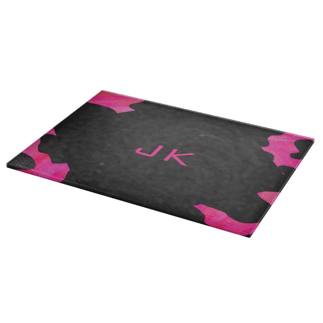 Cow Cow Hot Pink und Black Print Schneidebrett (Ecke)