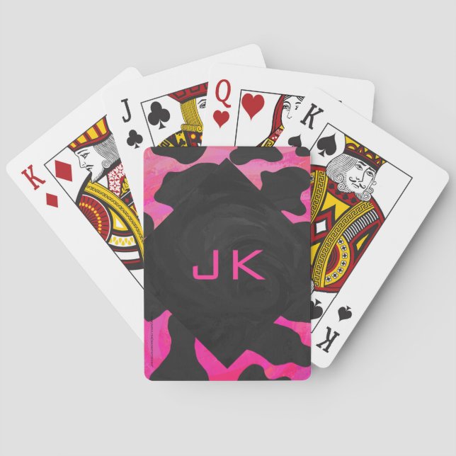 Cow Cow Hot Pink und Black Print Spielkarten (Rückseite)