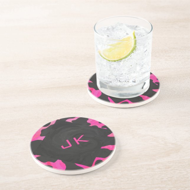 Cow Cow Hot Pink und Black Print Untersetzer (Seite)