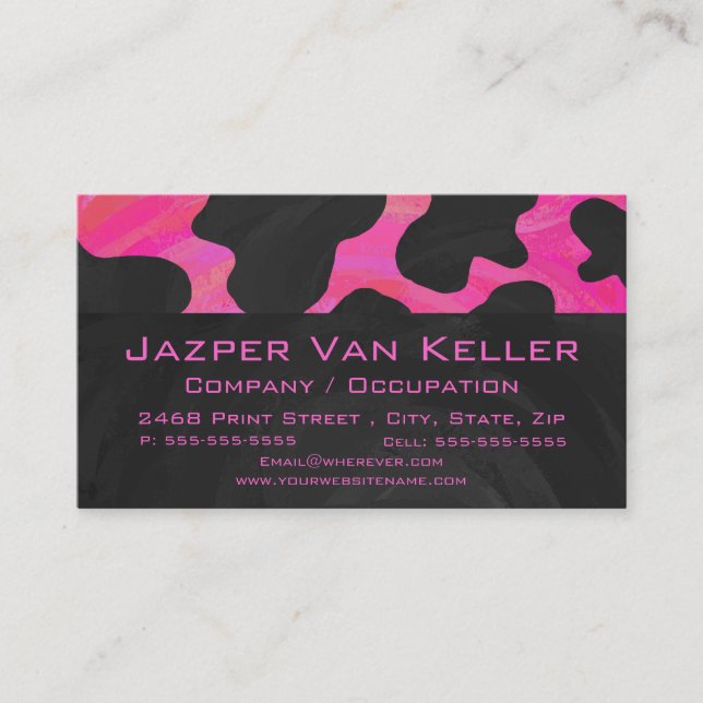Cow Cow Hot Pink und Black Print Visitenkarte (Vorderseite)