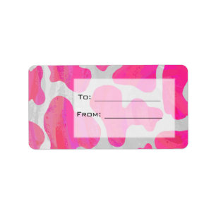 Cow Cow Hot Pink und White Print Adressaufkleber