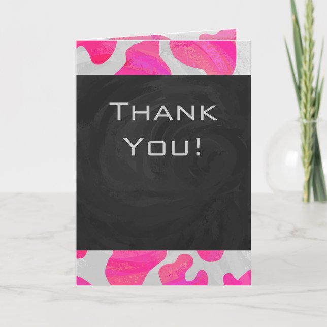 Cow Cow Hot Pink und White Print Karte (Vorderseite)