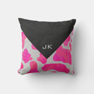 Cow Cow Hot Pink und White Print Kissen