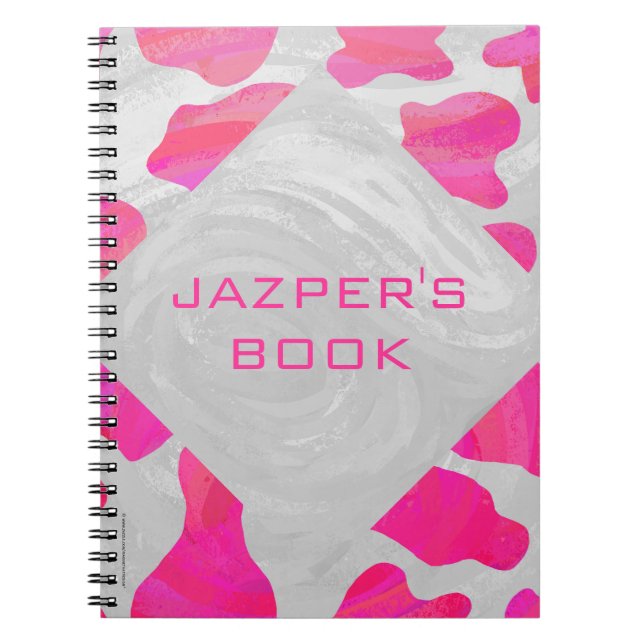 Cow Cow Hot Pink und White Print Notizblock (Vorderseite)