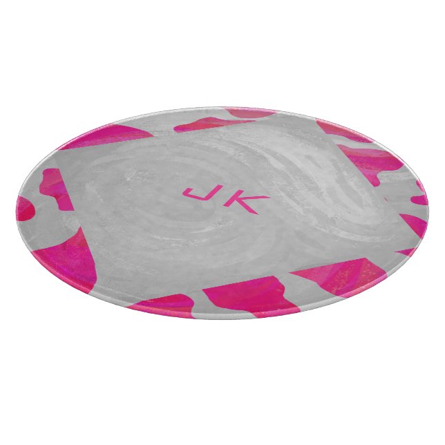 Cow Cow Hot Pink und White Print Schneidebrett (Ecke)