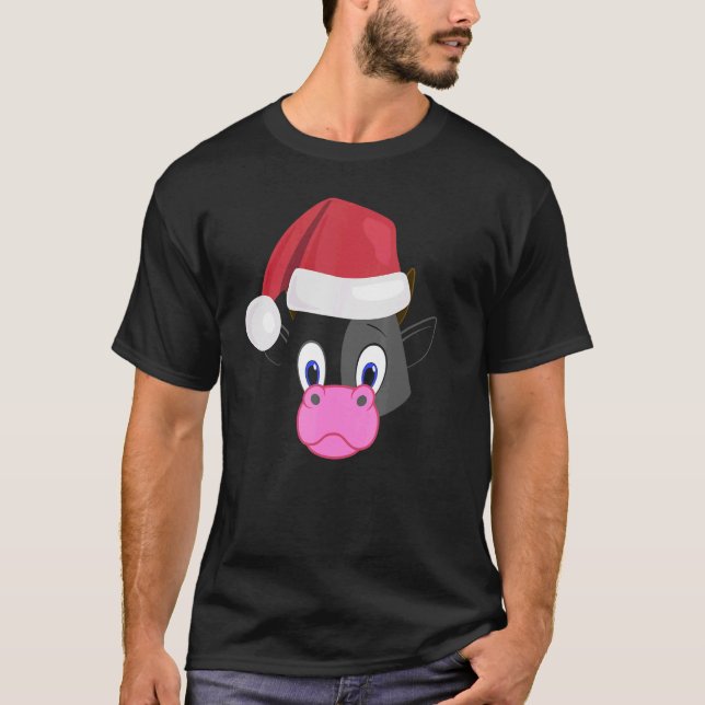 Cow Face Animal Big Niedlich Face Kostüm Weihnacht T-Shirt (Vorderseite)