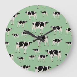 Cow Farm Animal Pattern Große Wanduhr