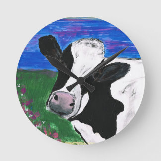 Cow, Farm, Tier, Land, Hand painted calf. Runde Wanduhr