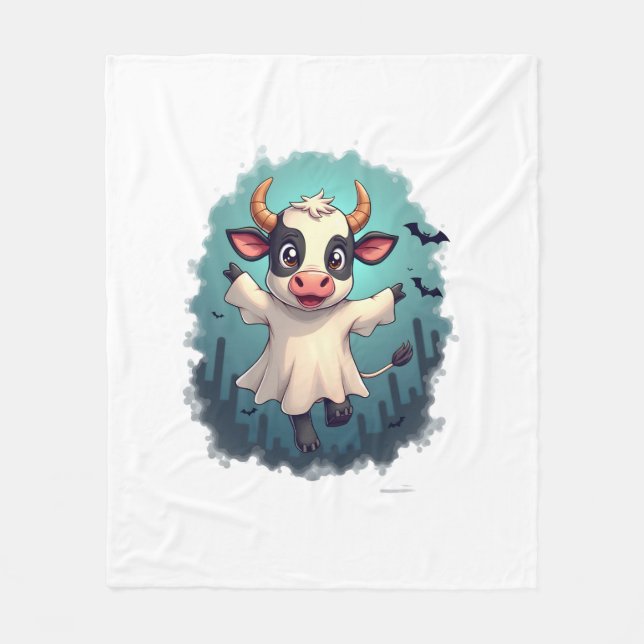 Cow Ghost Boo-levard Fleecedecke (Vorderseite)