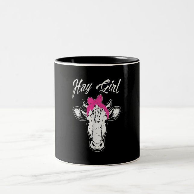 Cow Girl Bauer Gift| Coole Kuh-Tieridee Zweifarbige Tasse (Mittel)