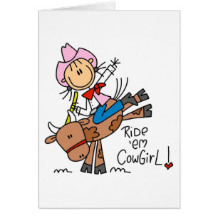 Cow-girl de bâton montant des T-shirts et des