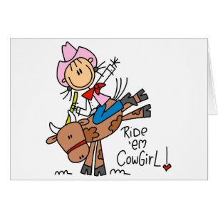 Cow-girl de bâton montant des T-shirts et des
