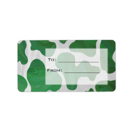 Cow Green und White Monogram Adressaufkleber
