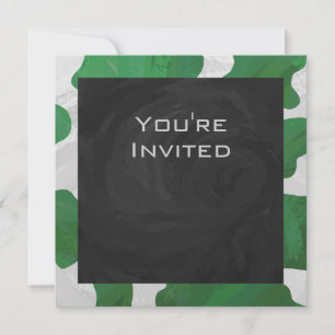 Cow Green und White Monogram Einladung