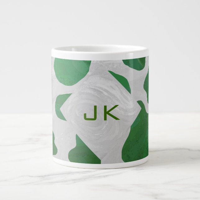 Cow Green und White Monogram Jumbo-Tasse (Vorderseite)