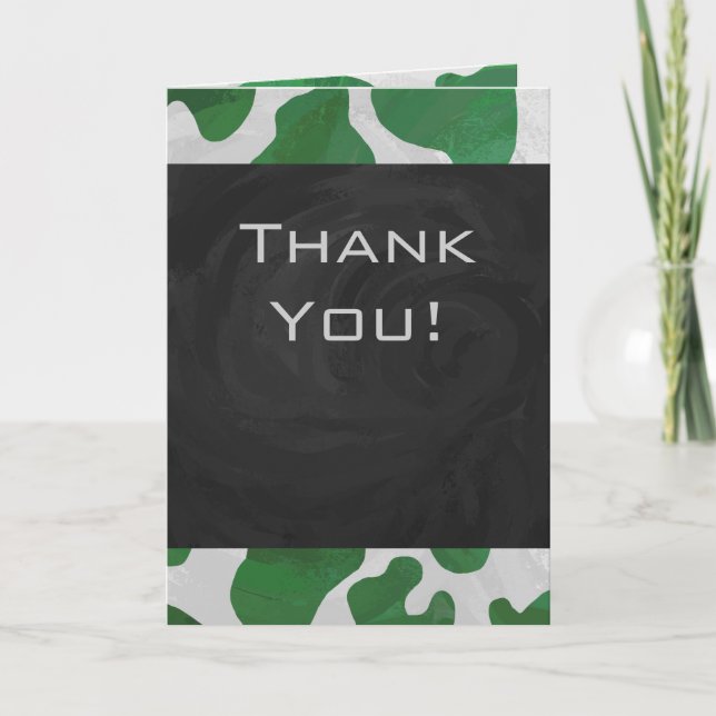 Cow Green und White Monogram Karte (Vorderseite)