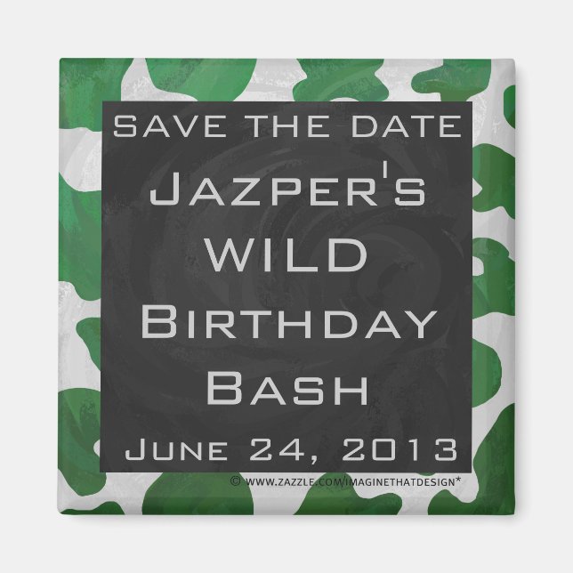 Cow Green und White Monogram Magnet (Vorne)