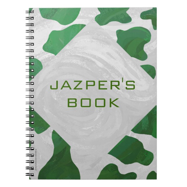 Cow Green und White Monogram Notizblock (Vorderseite)