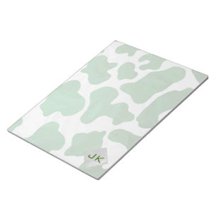 Cow Green und White Monogram Notizblock