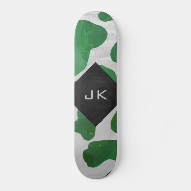 Cow Green und White Monogram Skateboard (Vorderseite)