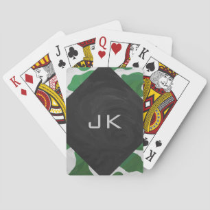 Cow Green und White Monogram Spielkarten