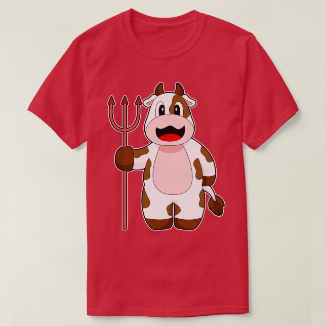 Cow Halloween Devil Trident T-Shirt (Design vorne)