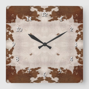 Cow Hide Pattern clock Quadratische Wanduhr
