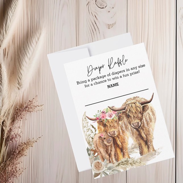 Cow Highland Baby Shower Couples Diaper Raffle Einladung (Von Creator hochgeladen)