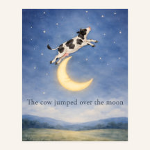 Cow Jumping Over the Moon – Nursery Rhyme Poster