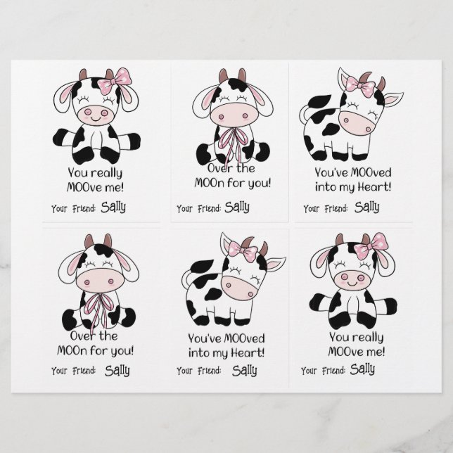 Cow-Klassenkarten 6 Personalisieren des Namens Briefbogen (Vorderseite)