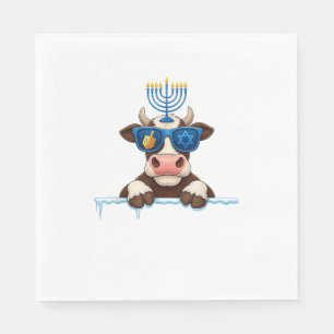 Cow Menorah Dreidel Juwish Hanukkah Womens Mens Ki Serviette