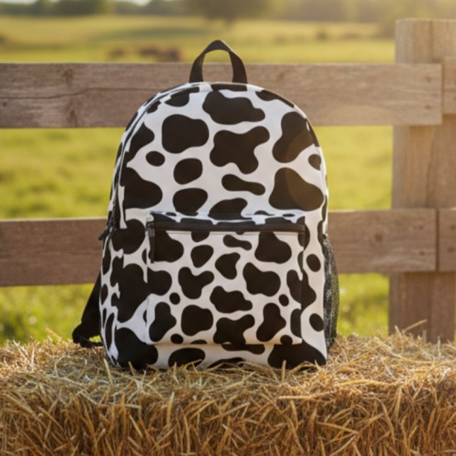 Cow print backpack, Black and white cow backpack Bedruckter Rucksack (Von Creator hochgeladen)