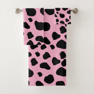 Cow Print, Cow Pattern, Cow Spots, Pink Cow Badhandtuch Set