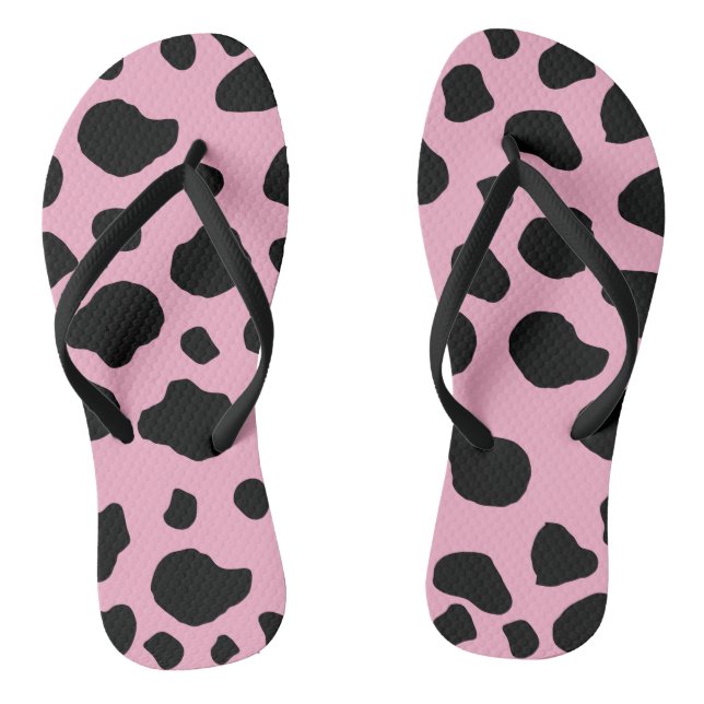 Cow Print, Cow Pattern, Cow Spots, Pink Cow Flip Flops (Fußbett)