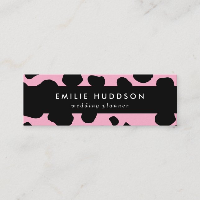 Cow Print, Cow Pattern, Cow Spots, Pink Cow Mini Visitenkarte (Vorderseite)