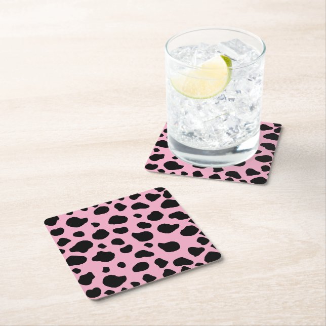 Cow Print, Cow Pattern, Cow Spots, Pink Cow Rechteckiger Pappuntersetzer (Vor Ort)