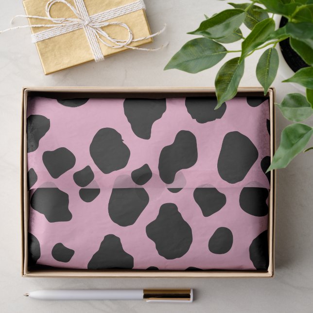 Cow Print, Cow Pattern, Cow Spots, Pink Cow Seidenpapier (Geschenk)